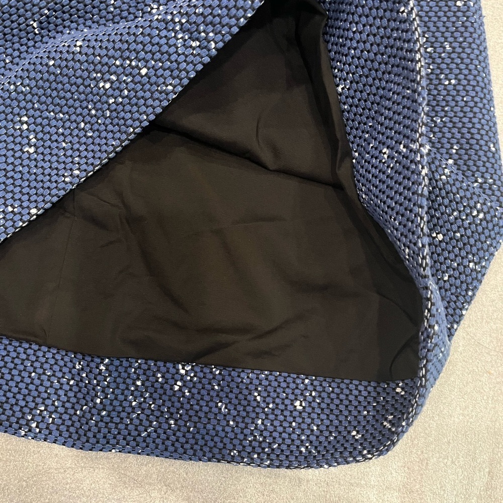 [12] Diane Von Furstenberg Yvette Navy Painted Tweed A Line Shift Dress - Picture 4 of 12